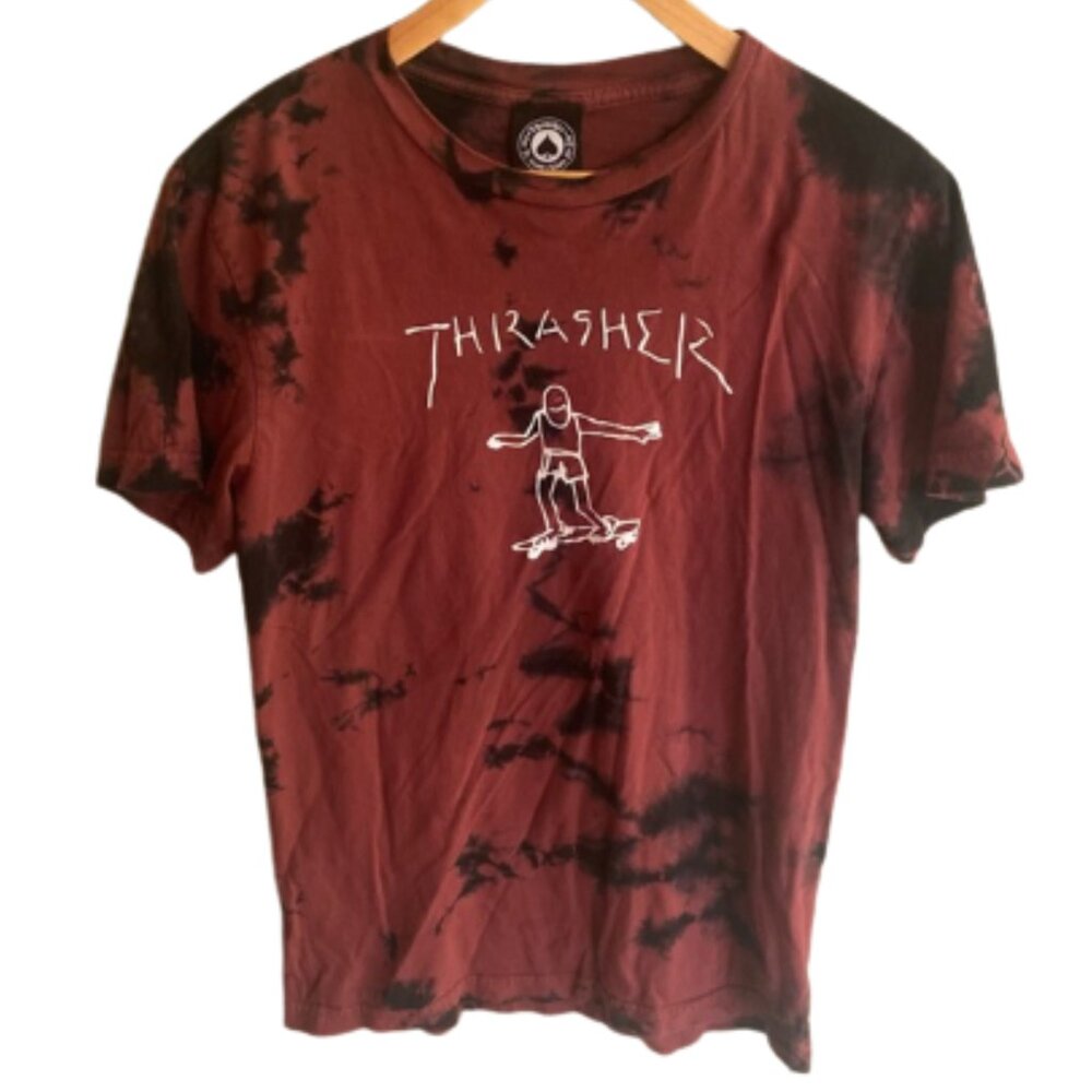 Thrasher Womens Gonz Logo Tie Dye T-Shirt - Burgundy and Black Size Small